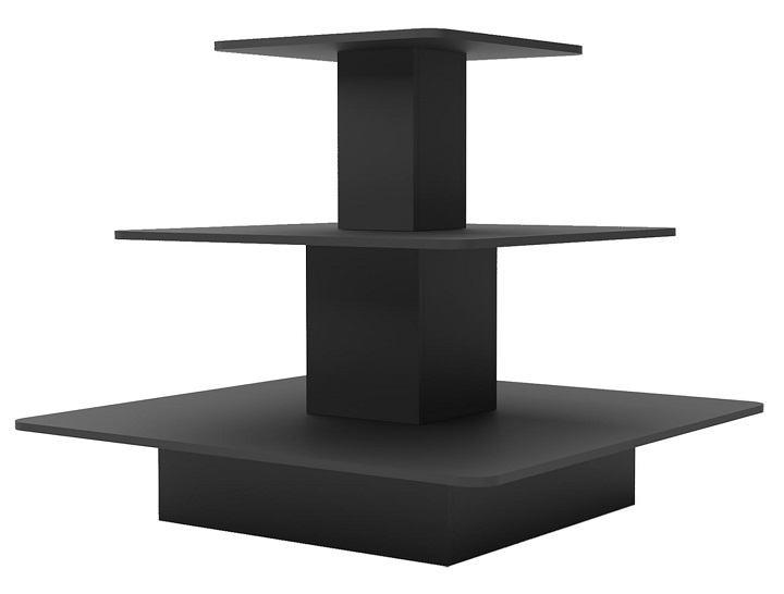 Black 3-Tier Square Display Table