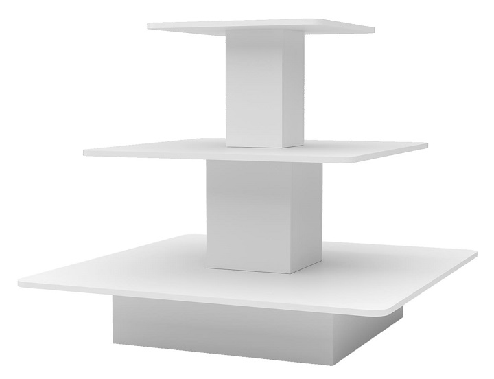 White 3-Tier Square Display Table