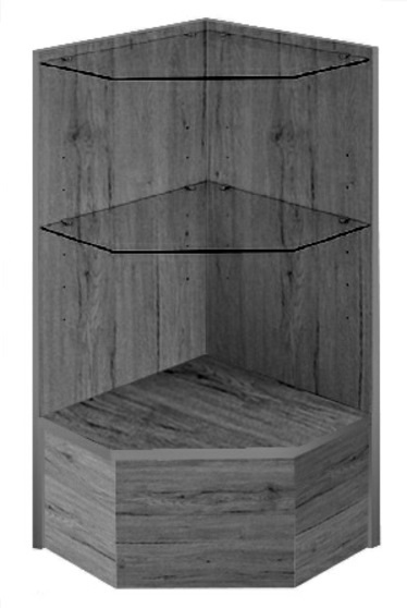 Pentagon Corner Showcase - Rustic Gray Wood