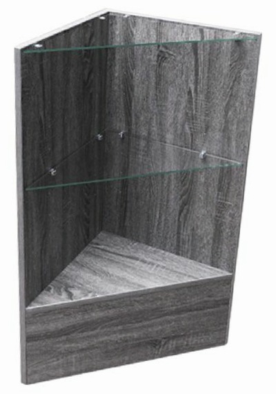 Triangle Corner Showcase - Rustic Gray